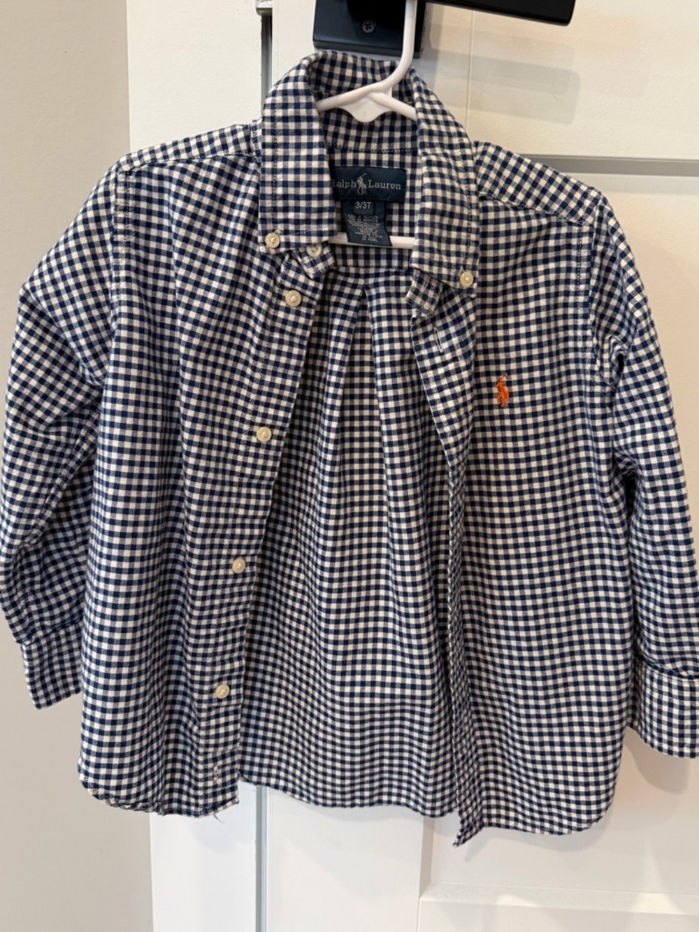 Ralph Lauren Navy & White Gingham Button-Down Shirt - Kids